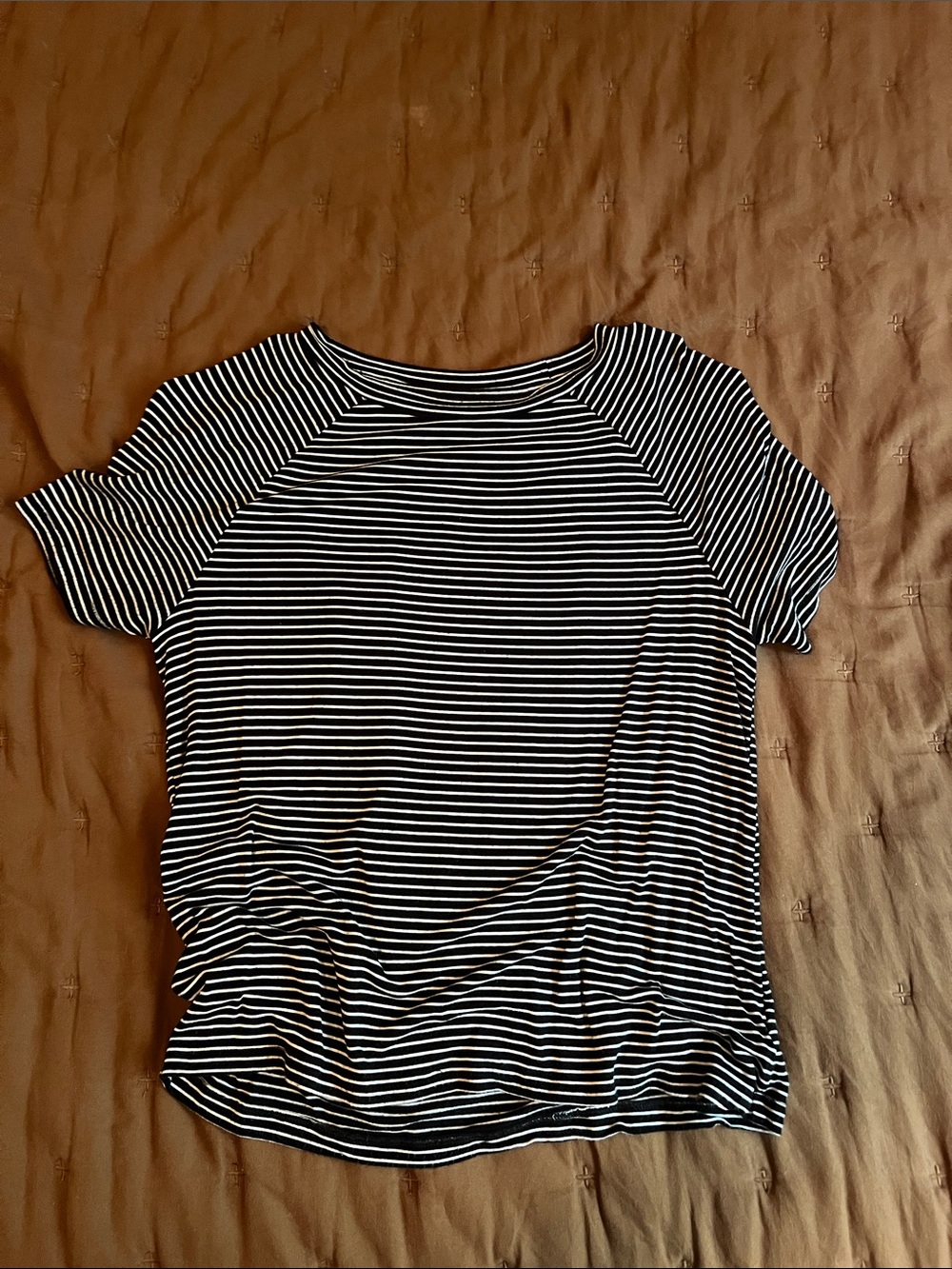 American Eagle Outfitters Black & White Striped Short Sleeve Tee